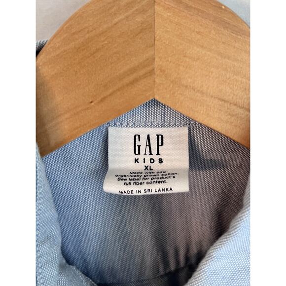 THREE Gap Boys XL 14 Short Sleeve Button Up Shirts Linen Cotton Blue Green - Picture 5 of 8